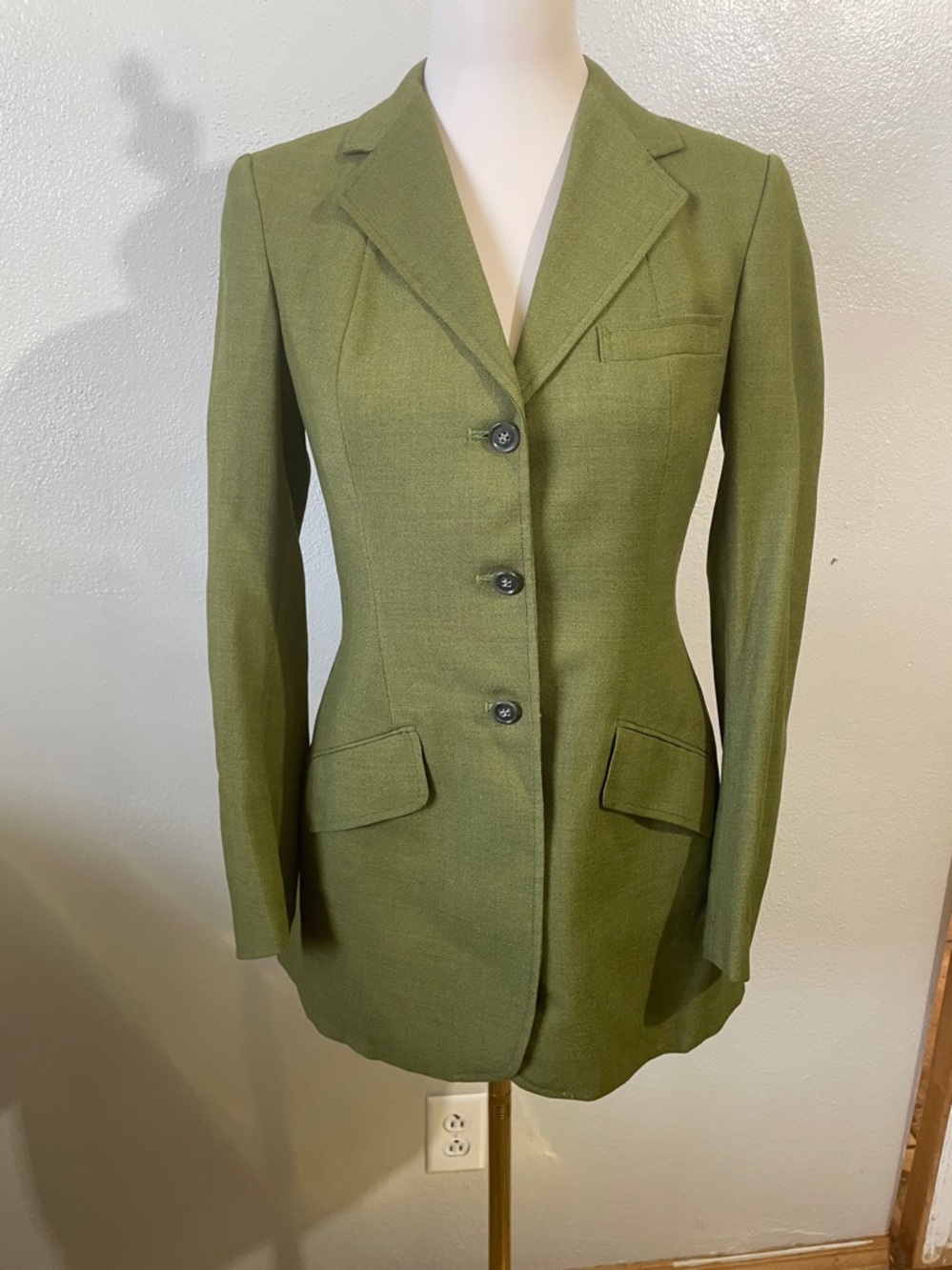 Equestrian Correct Riding Apparel Vtg Green Blazer Texture Heritage S/M Academia